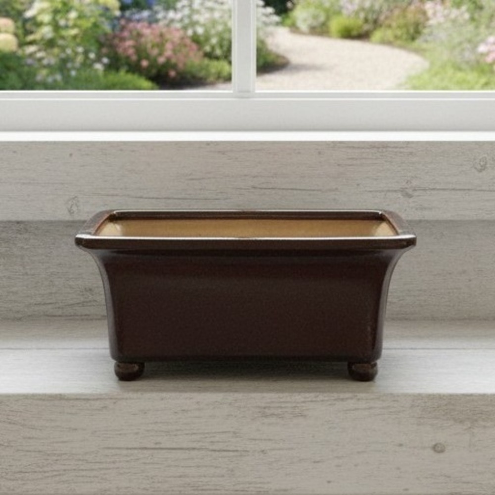 Studio Art Pottery Square Planter, Vintage Brown Glazed Ceramic Box, Centerpiece